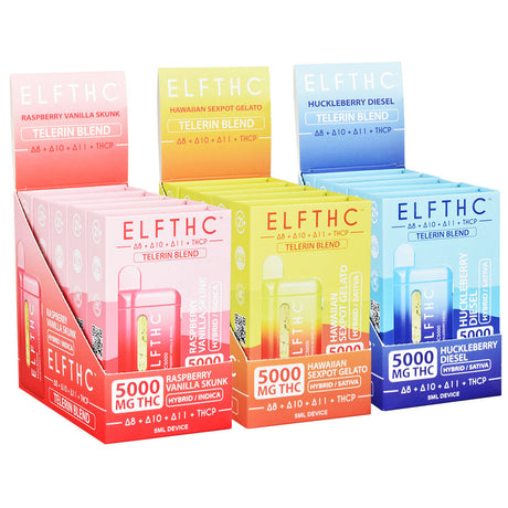 ELFTHC Telerin Blend Disposable Vape Display, 5mL, 5pc, Various Flavors, Front View