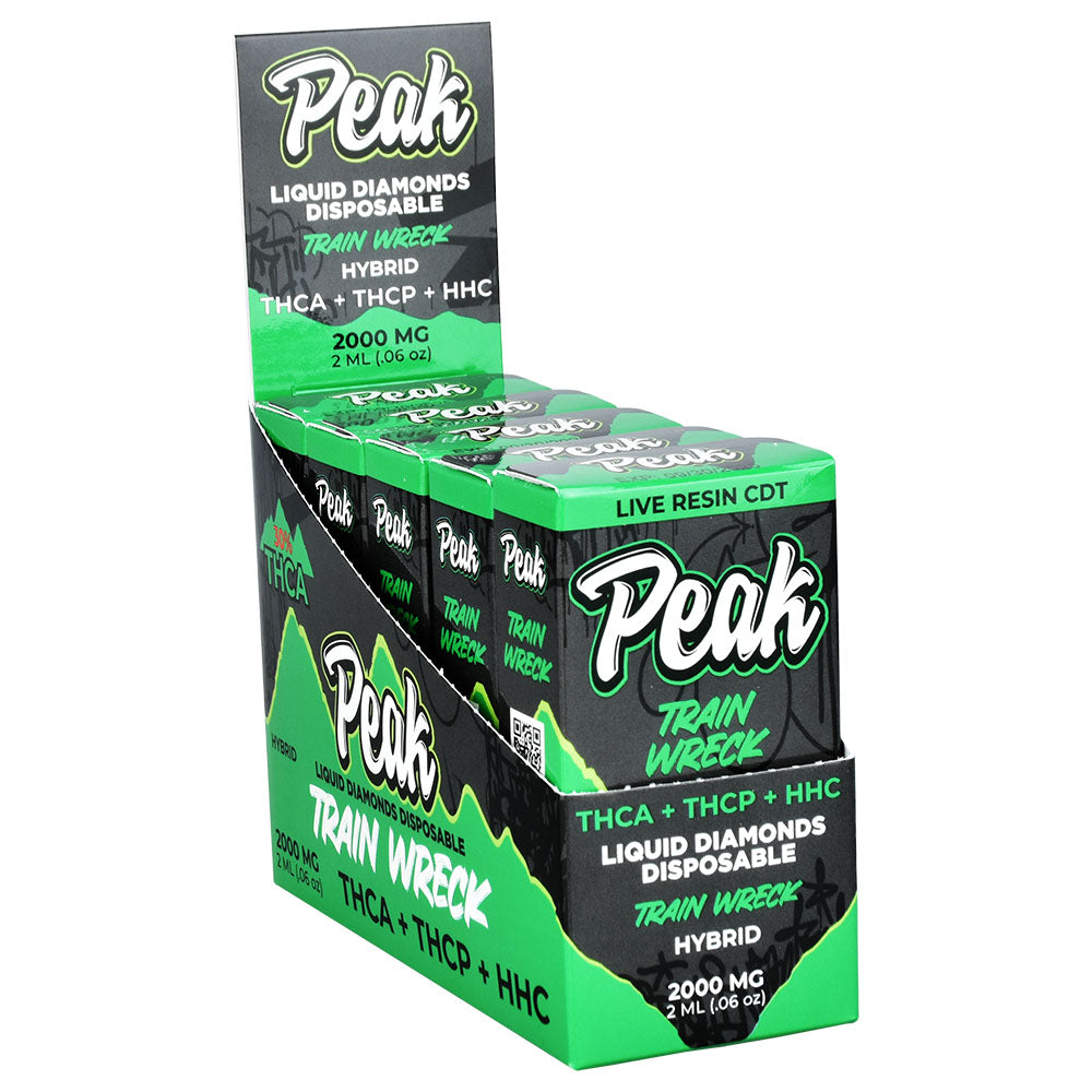 Peak High Potency Disposable Vapes Display Box, 5pc, 2ml Train Wreck Hybrid