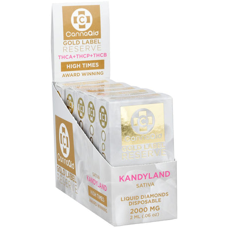 CannaAid Gold Label Reserve THCA Vape Display, 5pc, Kandyland Sativa, 2mL