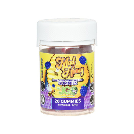 Himalayan Mad Honey Infused Gummies 10000mg, 20 Assorted Flavors in Clear Jar - Front View