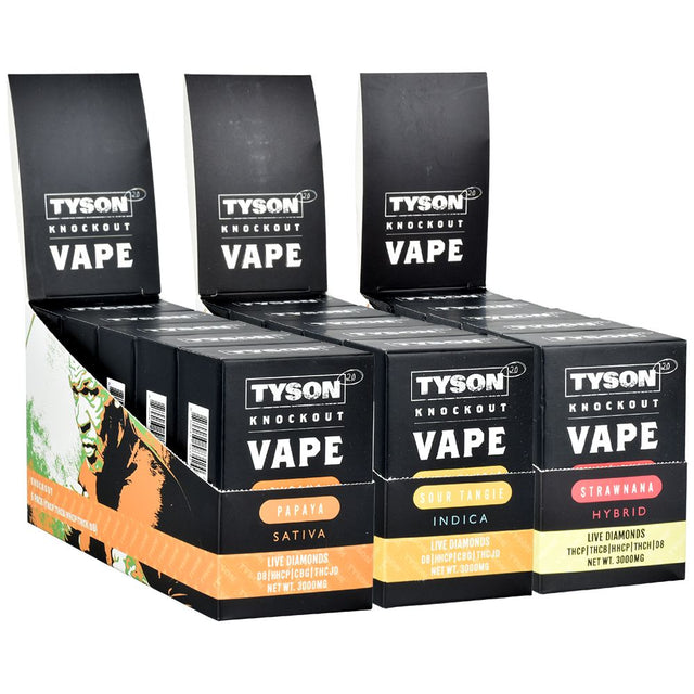 TYSON 2.0 Knockout Live Diamonds Disposable Vape Display, 3g, 5ct, Various Strains