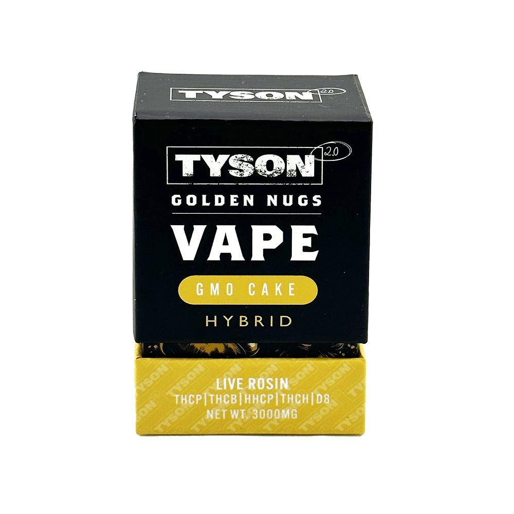 TYSON 2.0 Golden Nugs Live Rosin Disposable Vape 3g with 5ct Display - Front View