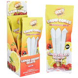 GOO'D Snow Cones THCA Pre-Rolls in Lemon Cherry Gelato flavor, 3-pack, displayed in vibrant packaging