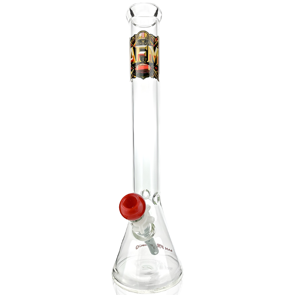 18" AFM San Francisco Football Beaker Bong, 5mm thick borosilicate glass, front view