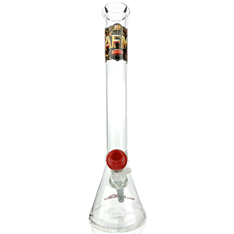 18" AFM San Francisco Football Beaker Bong with 5mm thick borosilicate glass, front view