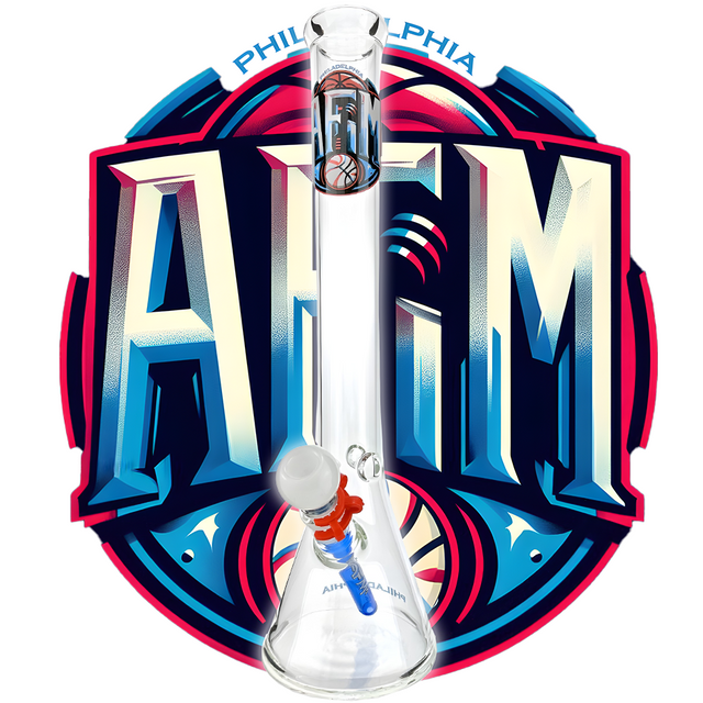 AFM 18" Philadelphia Basketball Beaker Bong Bundle Front View on Themed Background