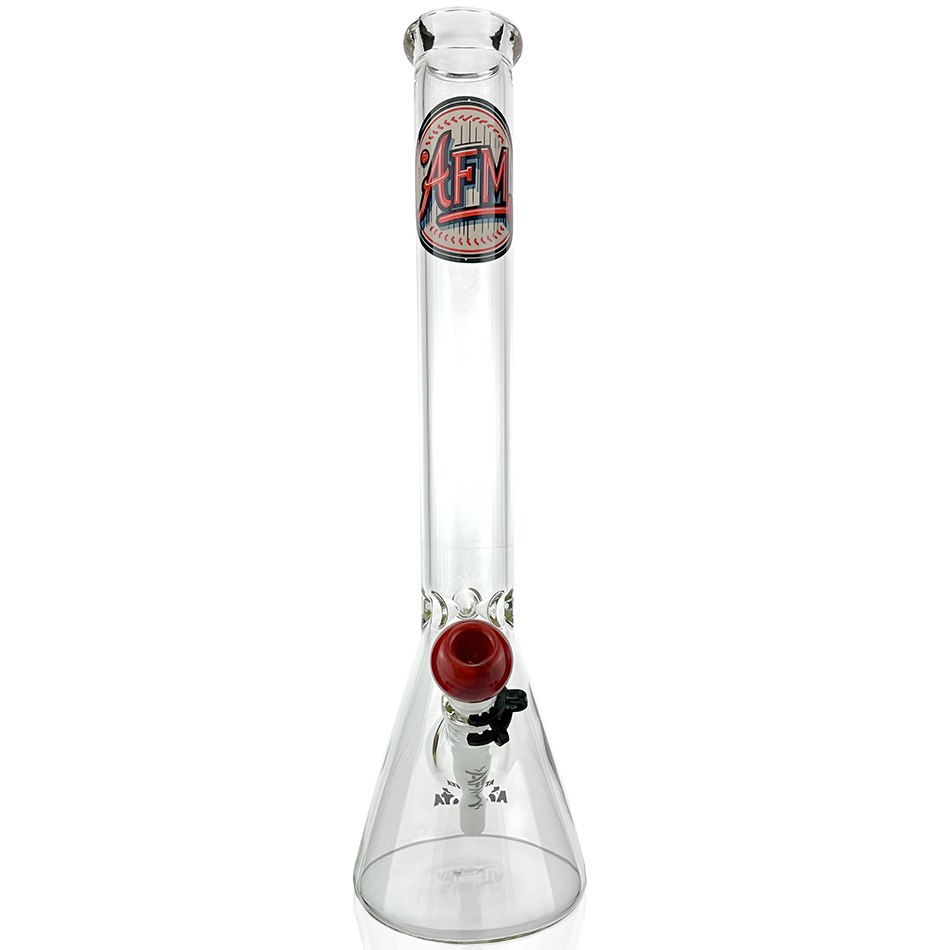 AFM 18" Atlanta Baseball Beaker Bong with Colored Glass Accents - Front View