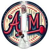 AFM 18" Atlanta Baseball Beaker Bong with Colored Glass on Seamless White Background