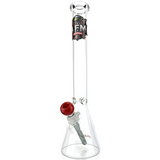 18" AFM Atlanta Football Beaker Bong with red bowl and logo, front view on white background