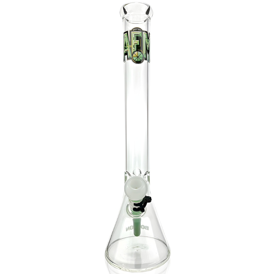 AFM 18" Boston Basketball Beaker Bong with Colored Glass Accents, Front View on White