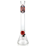 AFM 18" Boston Baseball 5mm Beaker Bong Bundle with Colored Glass Accents - Front View