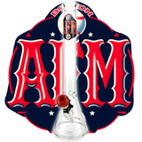 AFM 18" Boston Baseball Beaker Bong with red and blue accents, front view on themed background