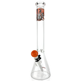 18" AFM Atlanta Collage Ball Beaker Bong, 5mm thick borosilicate glass, front view on white