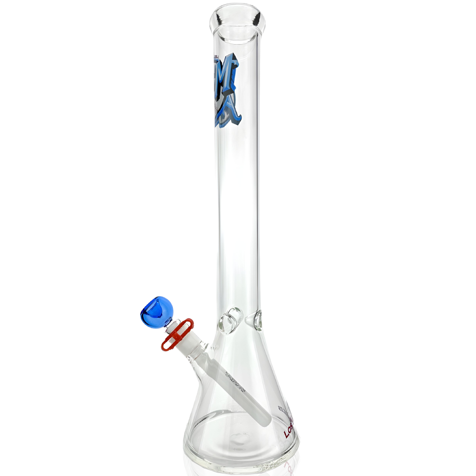 18" AFM Los Angeles Baseball Beaker Bong Bundle with Blue Accents - Front View