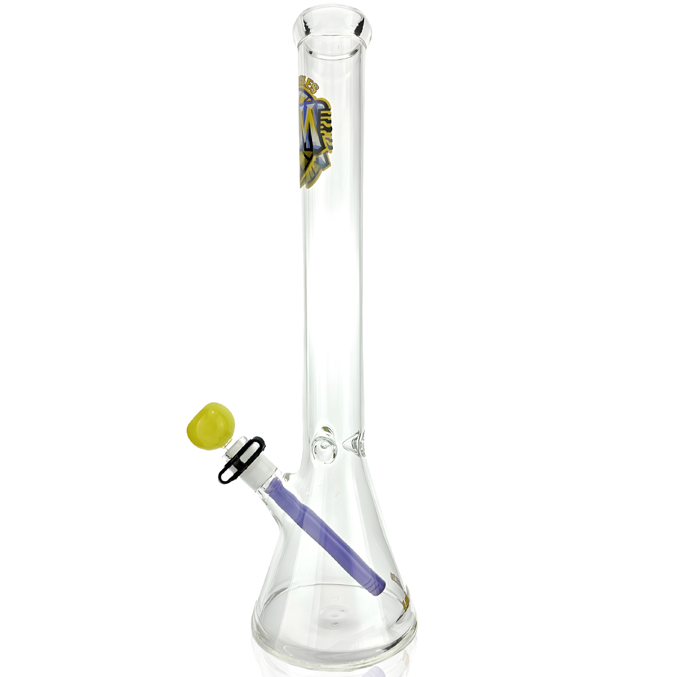 18" AFM Los Angeles Basketball Beaker Bong Bundle, 5mm thick borosilicate glass, front view on white