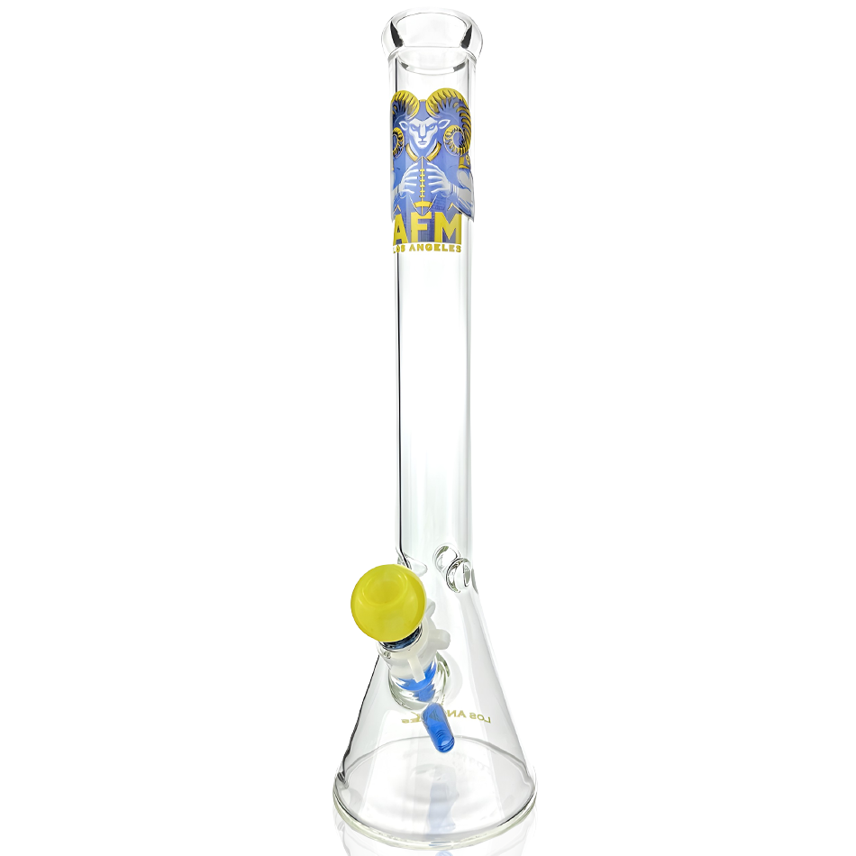 AFM 18" Los Angeles Football Beaker Bong, 5mm thick glass, front view on white background