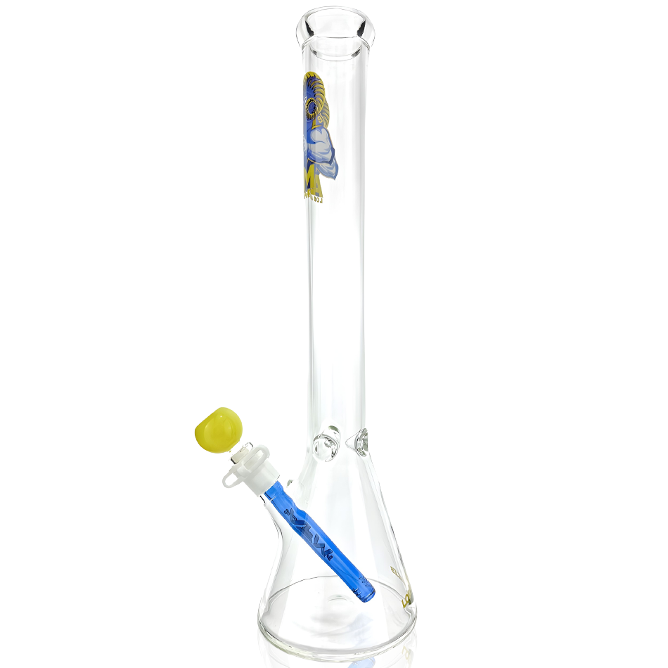 18" AFM Los Angeles Football Beaker Bong Bundle with blue accents and logo - Front View