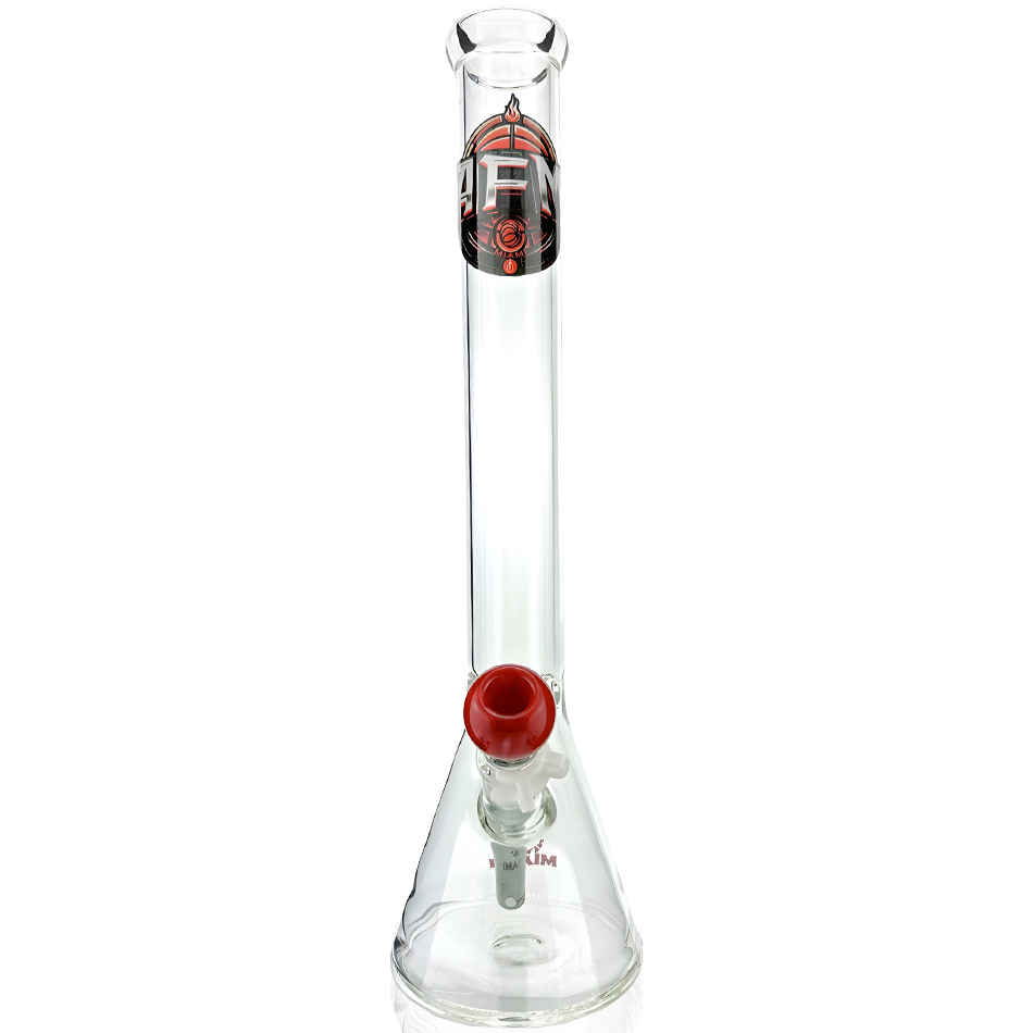 AFM 18" Miami Basketball Beaker Bong with Red Bowl, Front View on White Background