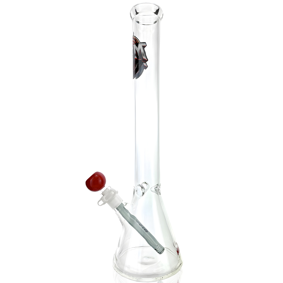 AFM 18" Miami Basketball Beaker Bong with red bowl, front view on white background