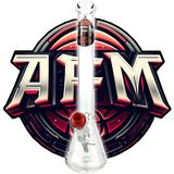 AFM 18" Miami Basketball Beaker Bong with 5mm thickness and female joint, front view on logo