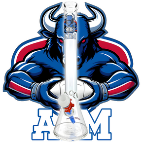 AFM 18" New York Beaker Bong with Colored Glass Accents and Bold Bull Logo