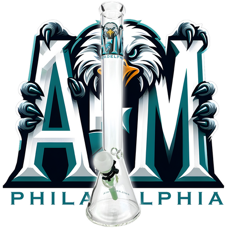 AFM 18" Philadelphia Beaker Bong with Clear Glass and Bold Logo Design