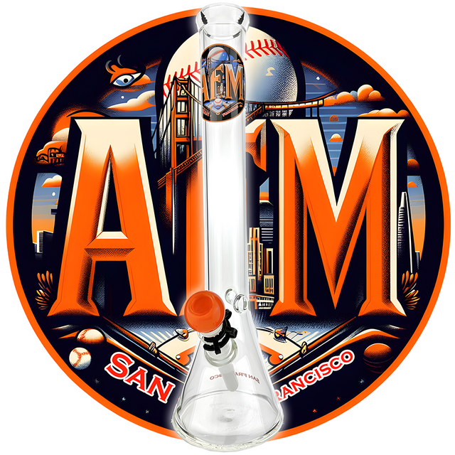 AFM 18" San Francisco Baseball Beaker Bong with 5mm thick borosilicate glass, front view