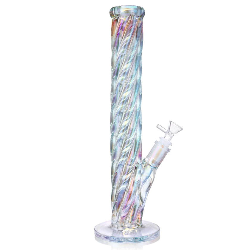 1Stop Glass 16" Iridescent Straight Shooter Bong, Front View, 5mm Thick Glass