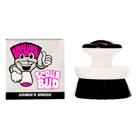 Scrub Bud Grinder Brush by Pink Formula with ergonomic handle for easy cleaning, front view on white background