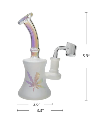 Waxmaid Shower Head Tiny Glass Dab Rig with Banger, 5.9" height, side view