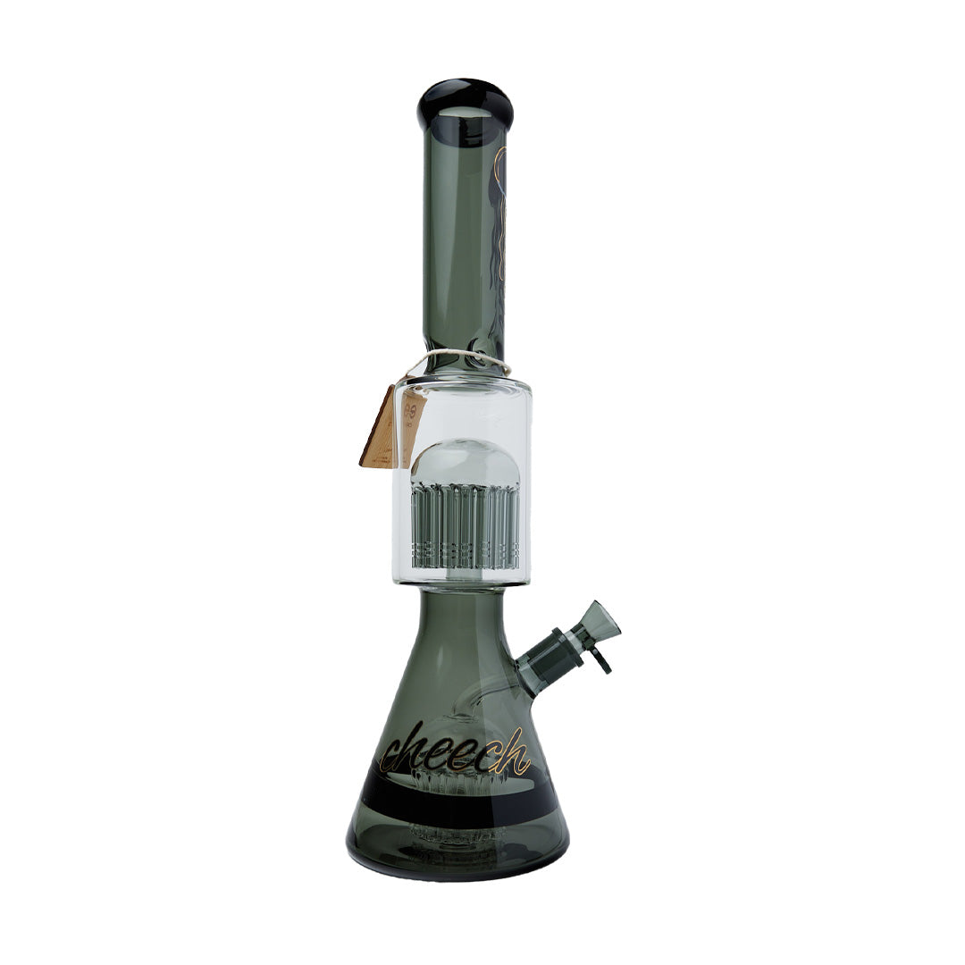 Cheech Glass 18" Double Trouble Water Pipe with Colored Glass, Front View