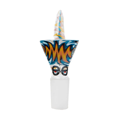 Cheech Glass 2" Wig Wag Dual Horn accessory, vibrant pattern, 14mm female joint, front view