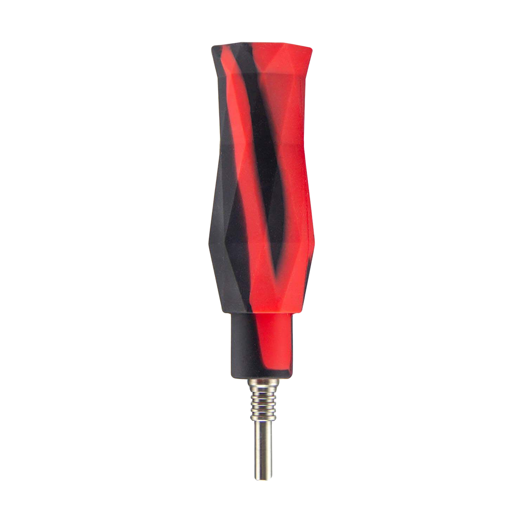 PILOT DIARY 2-in-1 Silicone Honey Straw Pipe in Red & Black - Front View with Accessories