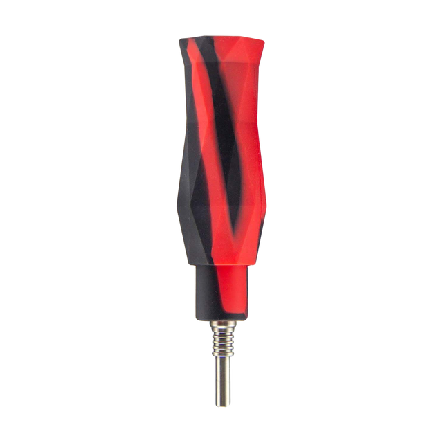 PILOT DIARY 2-in-1 Silicone Honey Straw Pipe in Red & Black - Front View with Accessories