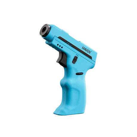 Maven Torch K2 in Sky Blue with Silicone Rubber Finish and Adjustable Jet Flame, Side View