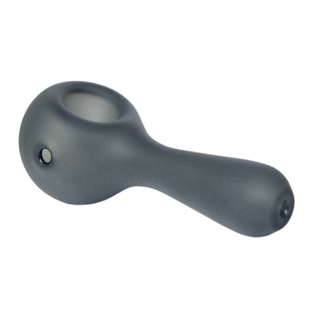 MJ Arsenal Sandblasted Pioneer Spoon Pipe in Slate, Classic Borosilicate Glass Hand Pipe, Top View