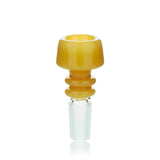 Lucky Goat Bullet Glass Bowl in amber, 14mm female joint, front view on white background
