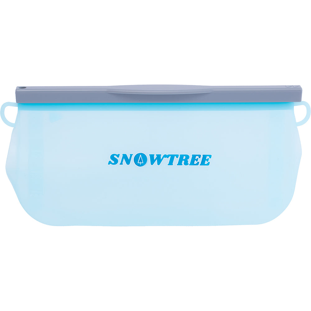 Snowtree Silicone Soak & Seal Bag for cleaning, front view on seamless white background