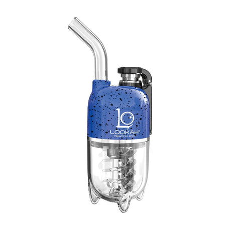 Lookah Dragon Egg Vaporizer in Spatter Blue-Black, Front View with Glass Mouthpiece
