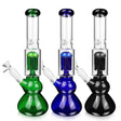 Glass City Pipes 12'' Colored Glass Bongs with Round Bottom and 4 ARM Perc in Green, Blue, Black