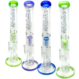 AFM Glass Ripper Single Arm Perc Straight Tube Bongs in various colors with clear borosilicate glass