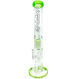 14" AFM Glass Ripper Straight Tube Bong with Single Arm Perc and Lime Accents, Front View