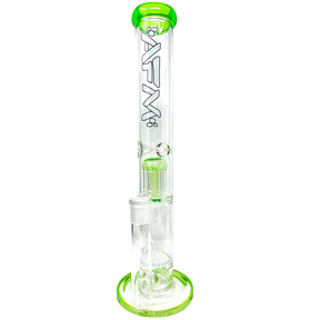 14" AFM Glass Ripper Straight Tube Bong with Single Arm Perc and Lime Accents, Front View