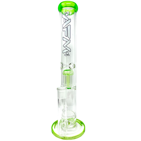 14" AFM Glass Ripper Straight Tube Bong with Single Arm Perc and Lime Accents, Front View