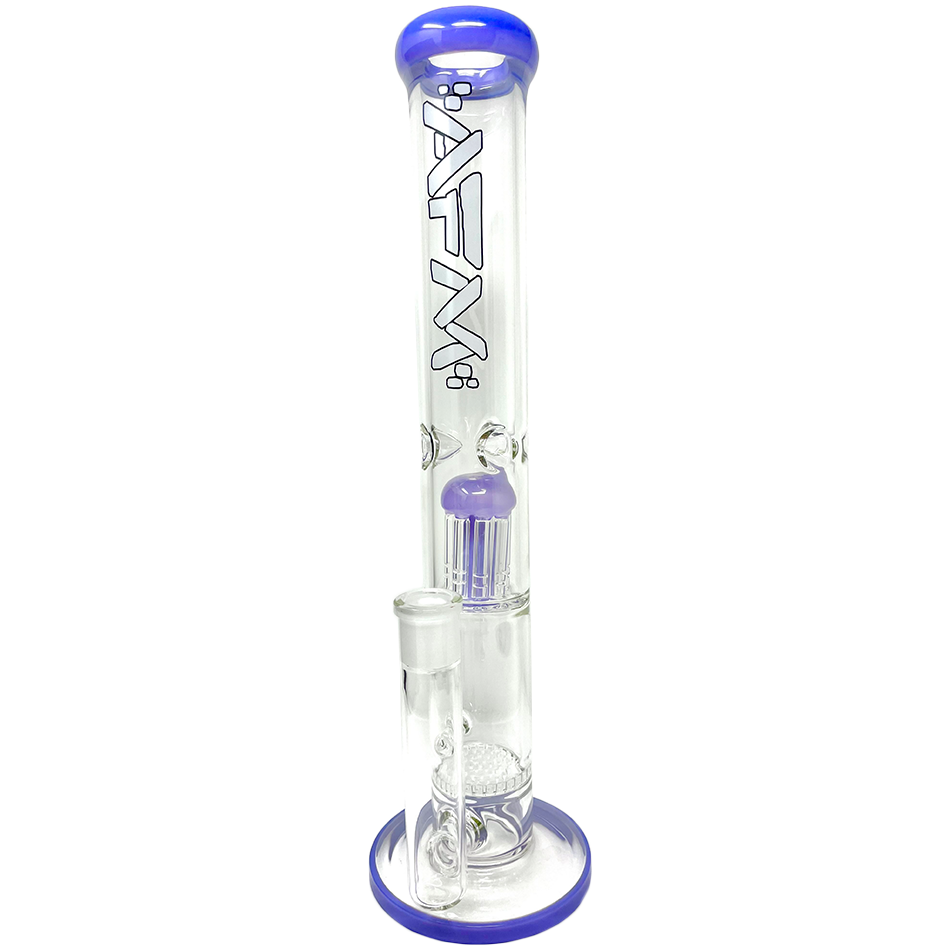 14" AFM Glass Ripper Bong with Single Arm Perc and Purple Accents - Front View