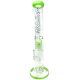 14" AFM Glass Ripper Bong with Single Arm Perc and Slime Green Accents, Front View