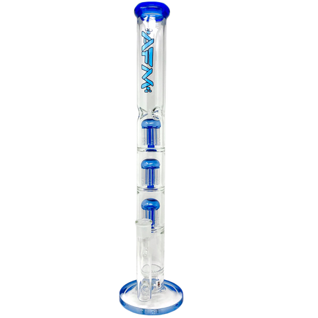 AFM 21" Ripper Triple Tree Perc Straight Tube Bong with Blue Accents - Front View