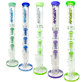 AFM Ripper Triple Tree Perc Glass Bongs in various colors, 21 inches tall with clear borosilicate glass