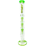 21" AFM Glass Straight Tube Bong with Triple Tree Perc and Green Accents - Front View