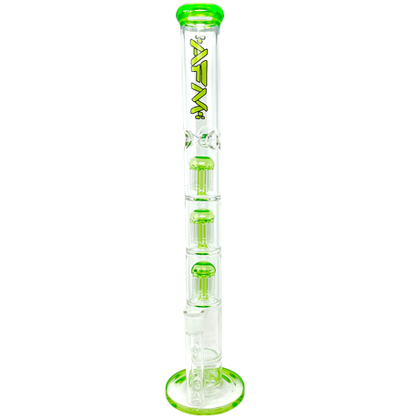 21" AFM Glass Straight Tube Bong with Triple Tree Perc and Green Accents - Front View